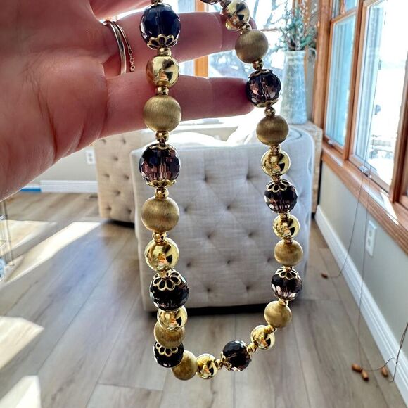 VERONESE Necklace 18k Gold Over Sterling Silver 11mm Beads Italy - Picture 5 of 6